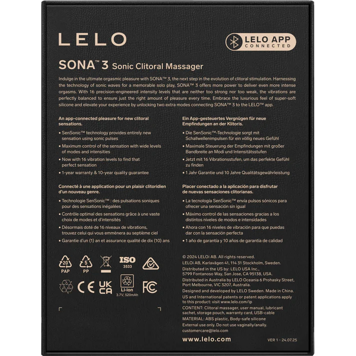 LELO SONA™ 3 Waterproof Rechargeable Sonic Clitoral Massager
