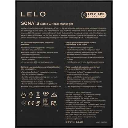 LELO SONA™ 3 Waterproof Rechargeable Sonic Clitoral Massager